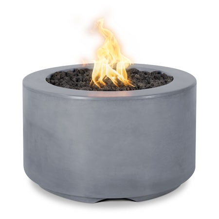 The Outdoor Plus 32 Round Florence Fire Pit - GFRC Concrete - Gray - Low Voltage Electronic Ignition - Natural Gas OPT-FL3218E12V-GRY-NG